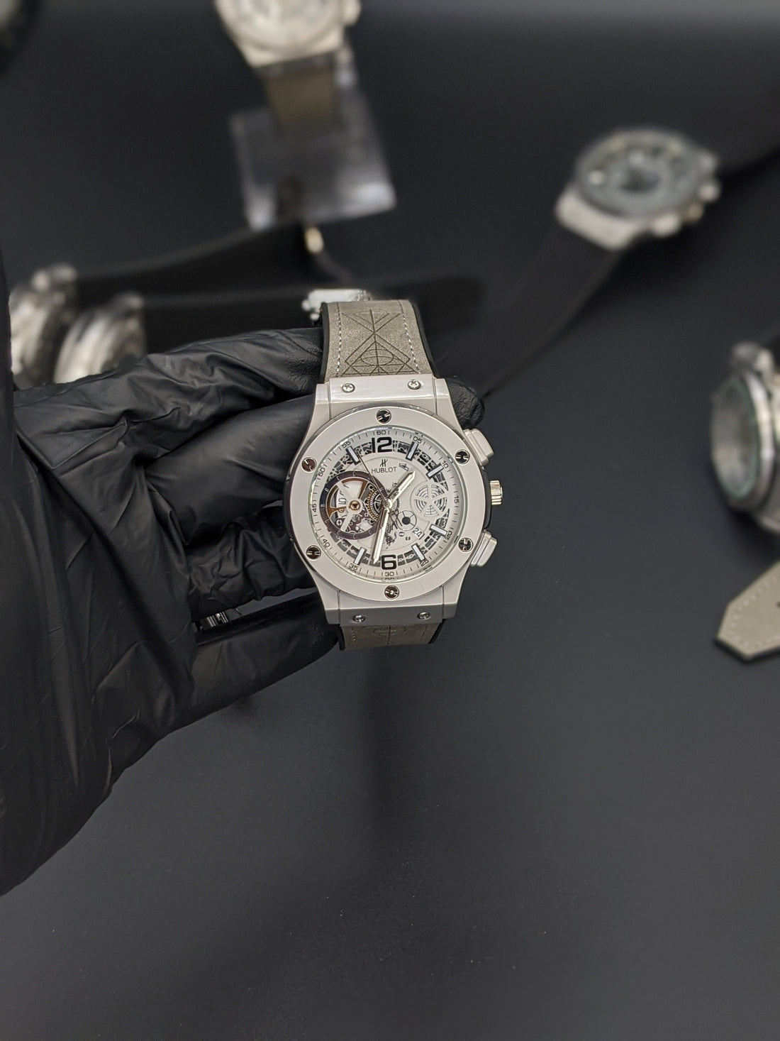 HUB Skeleton Silver Machine Dial