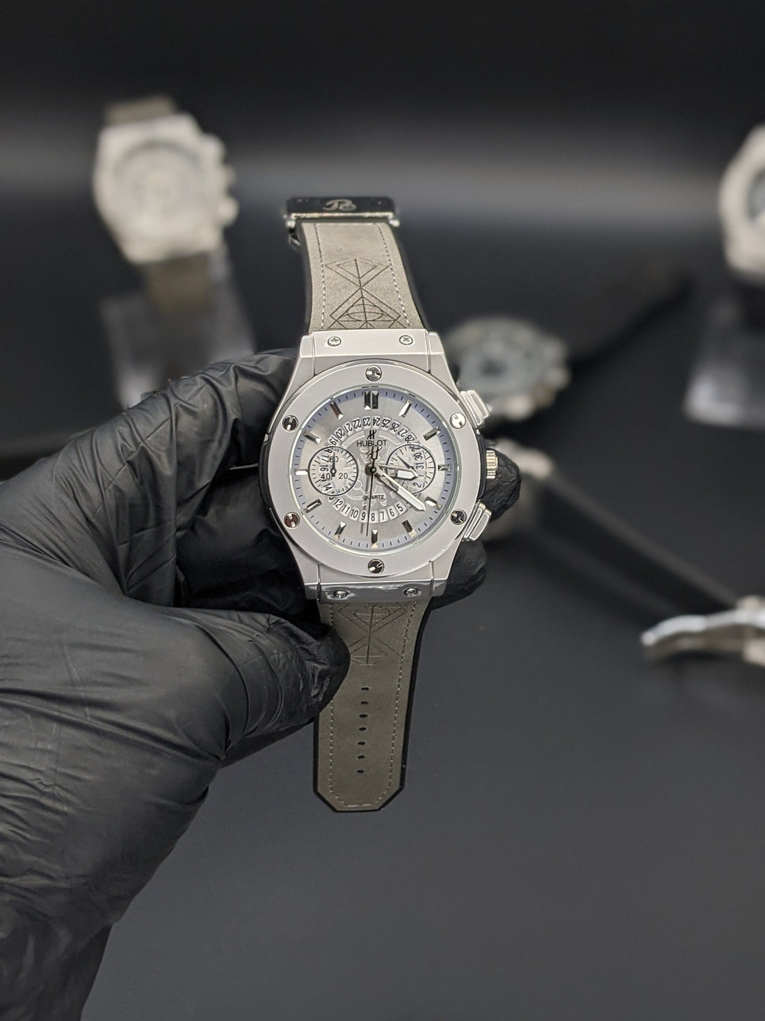 HUB Skeleton Silver Dial (Grey Strap)